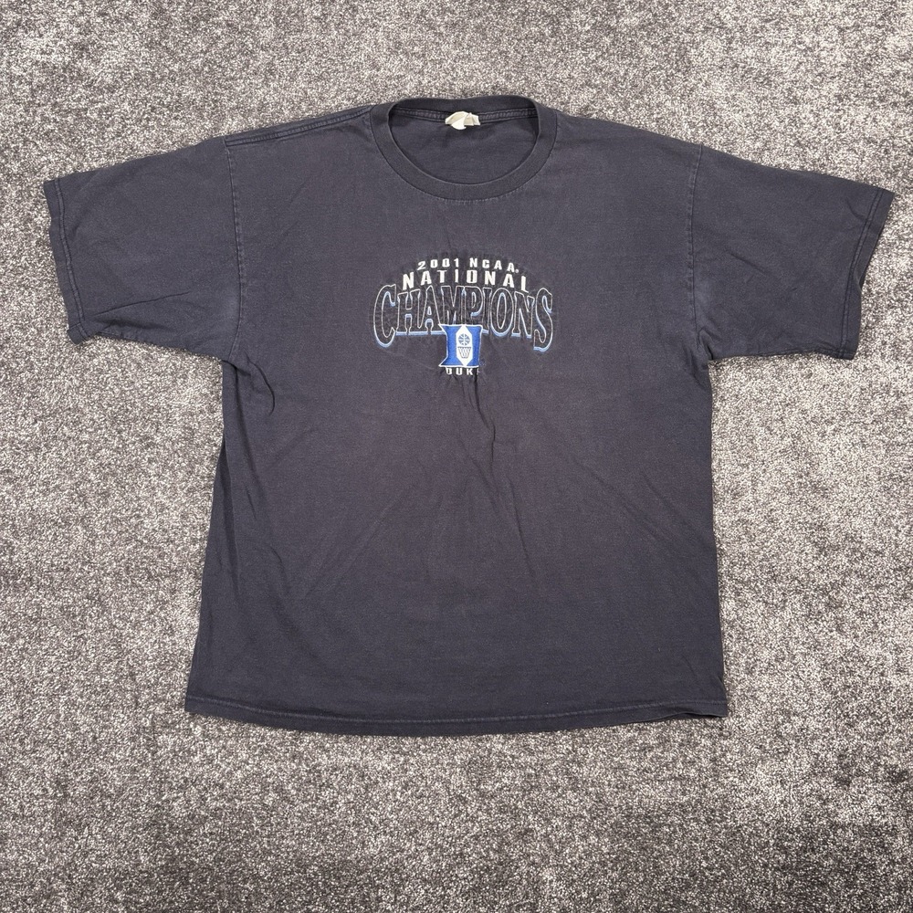 Vintage Duke Blue Devils 2001 NCAA National Champions T-Shirt Mens XL Blue